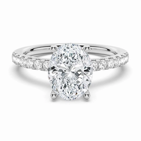 Petite Micropav?? Oval Shaped Moissanite Engagement Ring Radiant Style Fashion Accent