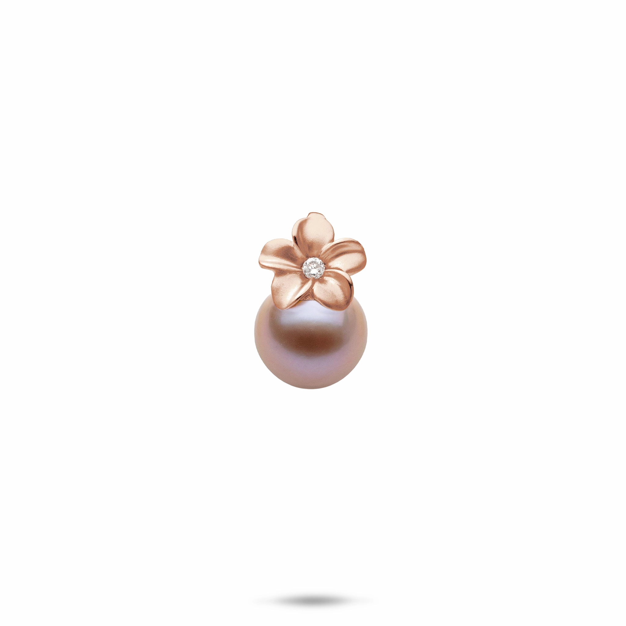 Sleek Craft Plumeria Lavender Freshwater Pearl Pendant in Rose Gold with Diamond - 9mm