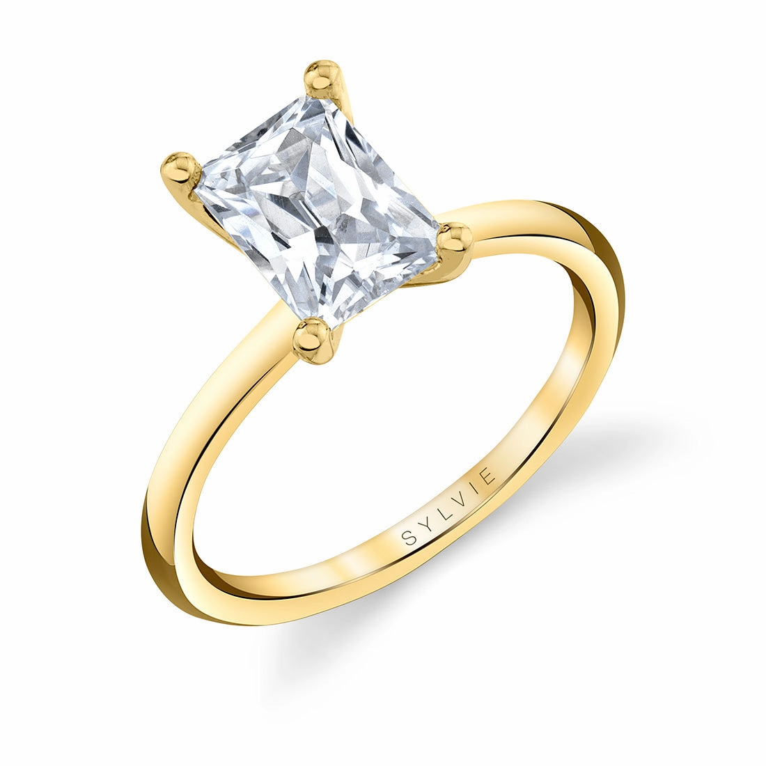Elegant Symbol Amelia - 14K Yellow Gold Radiant Cut Engagement Ring