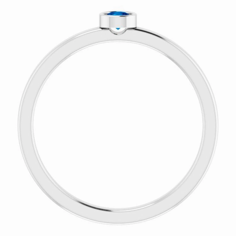 14K White 3 mm Lab-Grown Blue Sapphire Ring Superior Expression Personal Statement