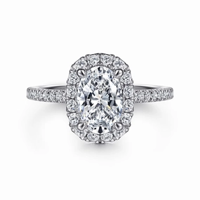 Bright design Vibrant Shine Madelie - 14K White Gold Oval Halo Diamond Engagement Ring