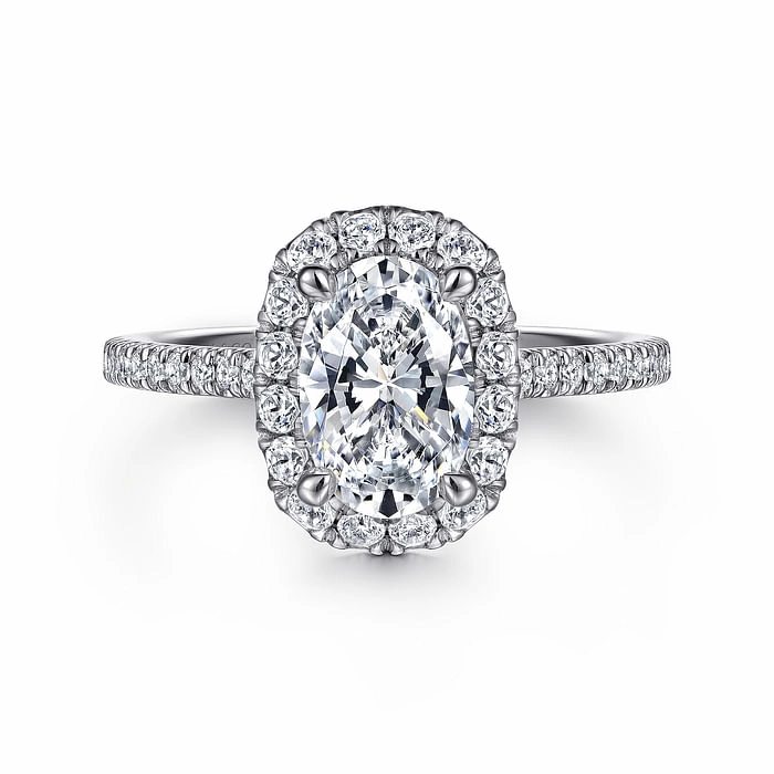 Luxury Mark Madelie - 14K White Gold Oval Halo Diamond Engagement Ring