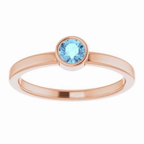 14K Rose 4 mm Natural Aquamarine Ring Economical Expression
