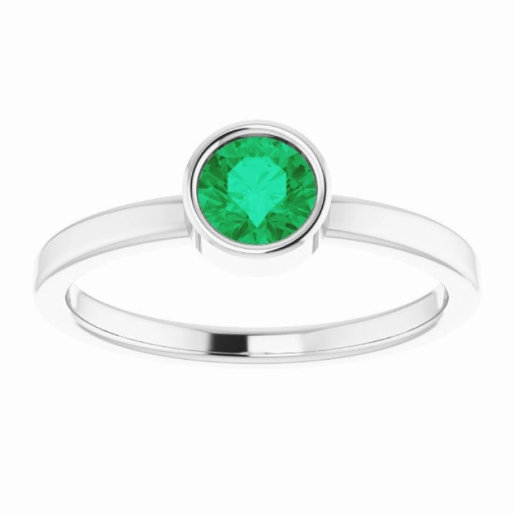 Minimal Pop Platinum 5 mm Lab-Grown Emerald Ring