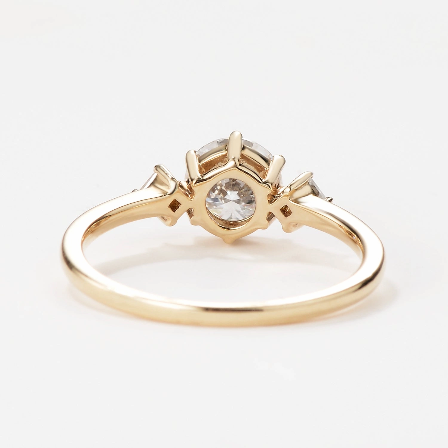 Stylish Addition Round Cut Moissanite Classic Three-stone Engagement Ring