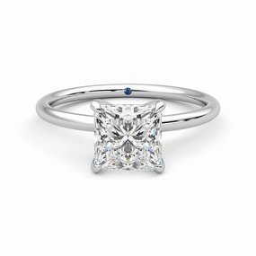 Refined Highlight Sophisticated Accent Solitaire Princess Cut Moissanite Engagement Ring with Hidden Anniversary Stone