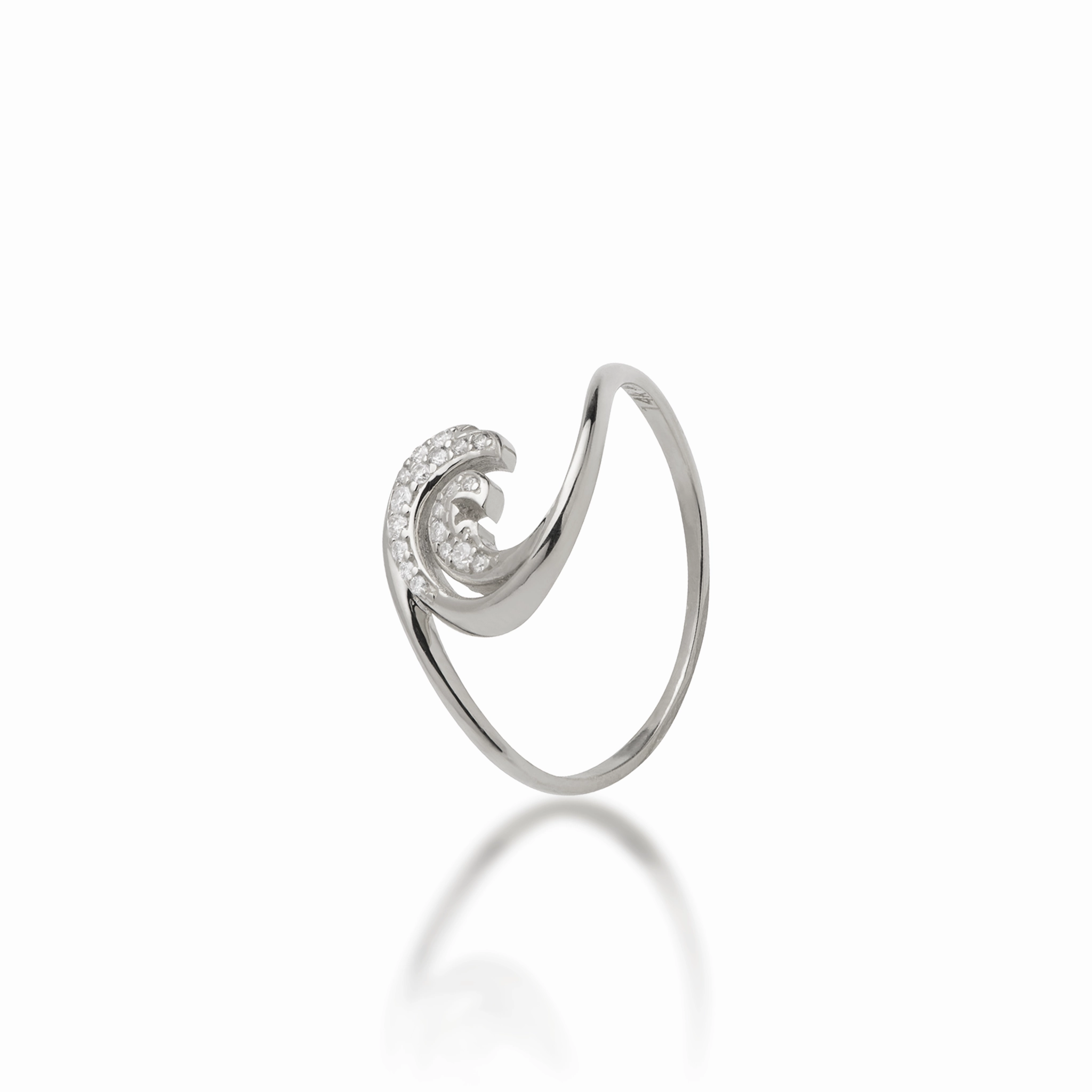 Fashion Detail Fine Detail Nalu Ring in White Gold with Diamonds - 12mm