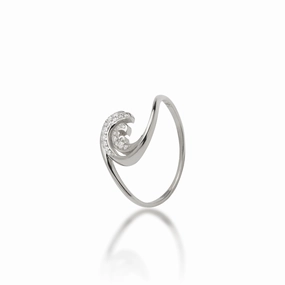Splendid Shine Nalu Ring in White Gold with Diamonds - 12mm