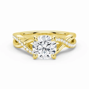 Round Moissanite Twisted Band Engagement Ring with Hidden Accents Shiny Embellishment Glamorous Finish