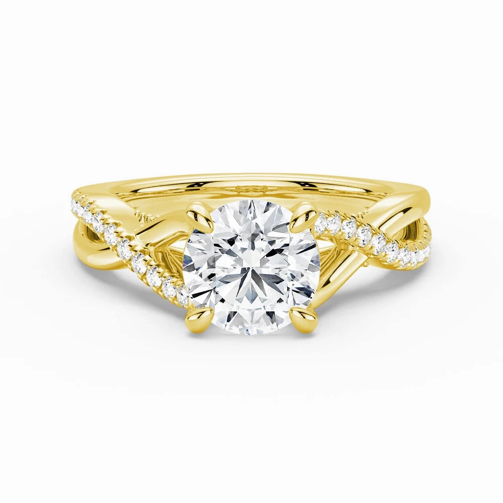 Round Moissanite Twisted Band Engagement Ring with Hidden Accents Casual Gift Instant Style