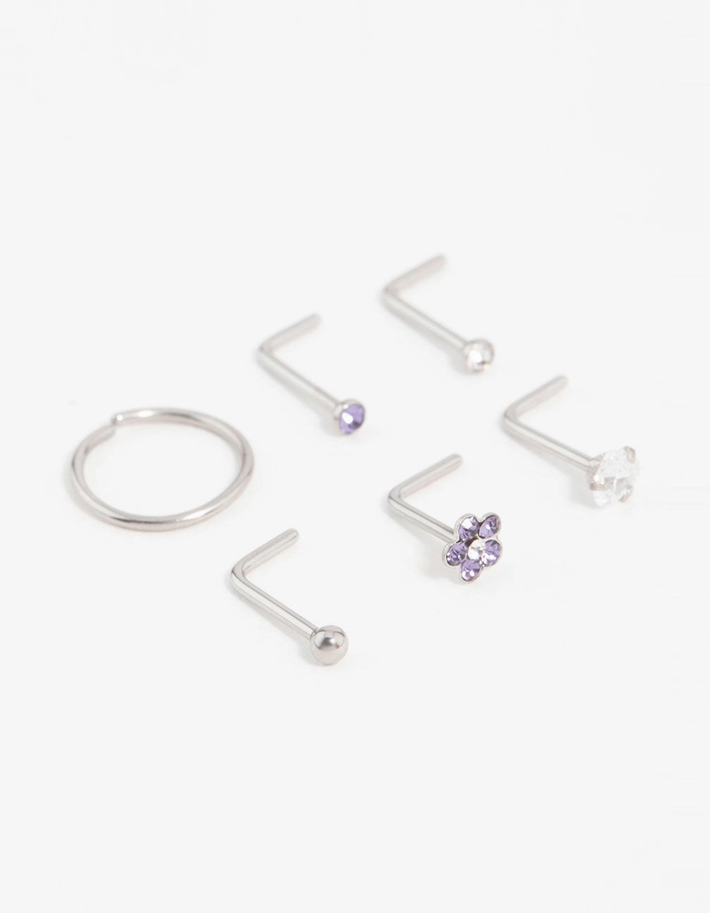 Surgical Steel Cubic Zirconia Flower Nose Piercing 6-Pack Cocktail Hour