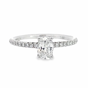 Stylish Edge Exclusive Sparkle 14K White Gold Oval Cut Diamond Engagement Ring
