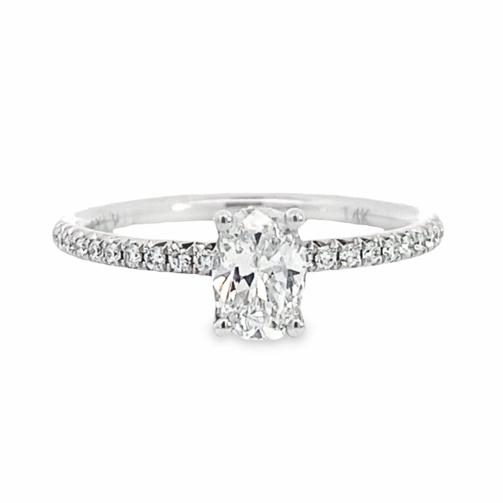 Stylish Edge Exclusive Sparkle 14K White Gold Oval Cut Diamond Engagement Ring