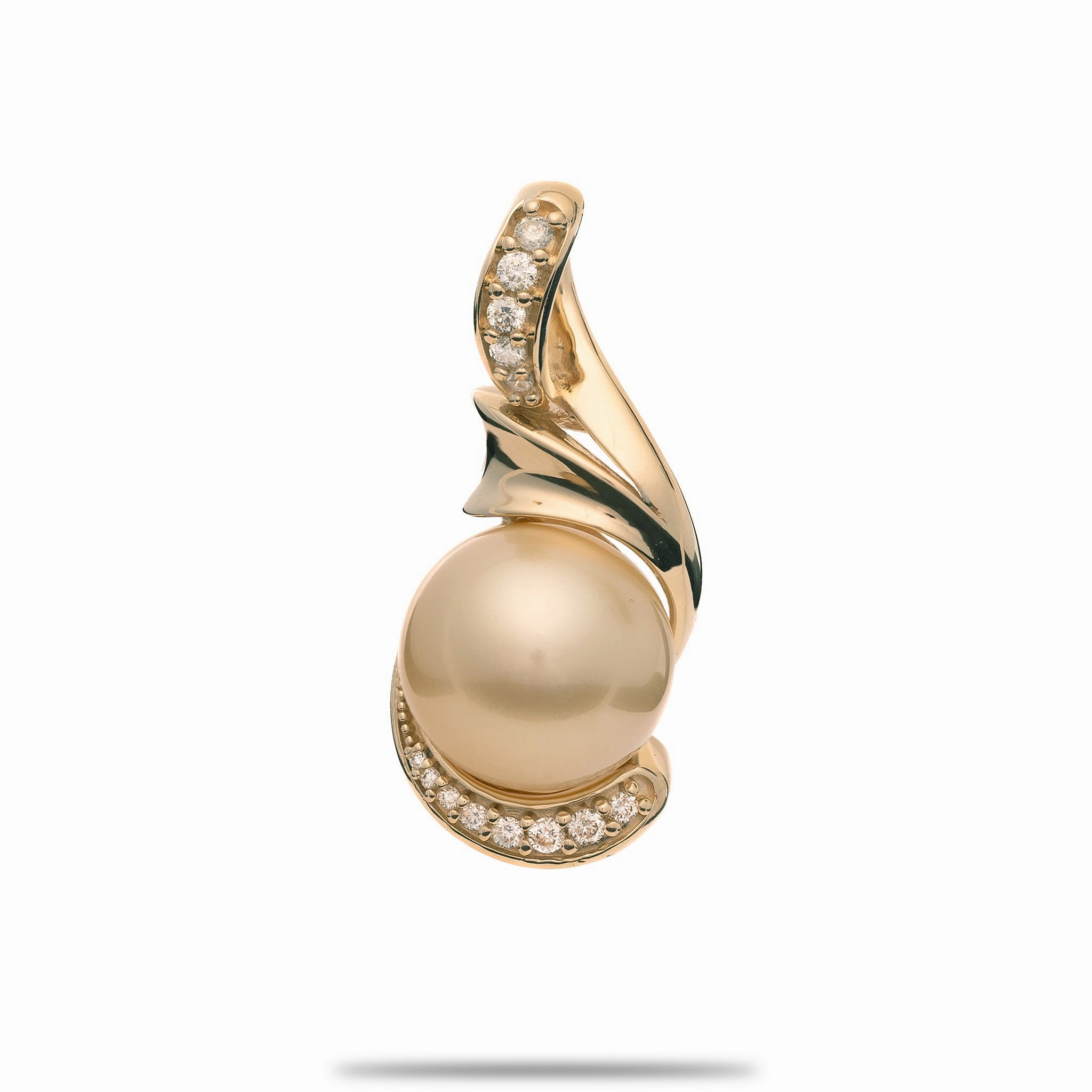 Golden Touch Timeless Grace South Sea Gold Pearl Pendant in Gold with Diamonds - 12-13mm