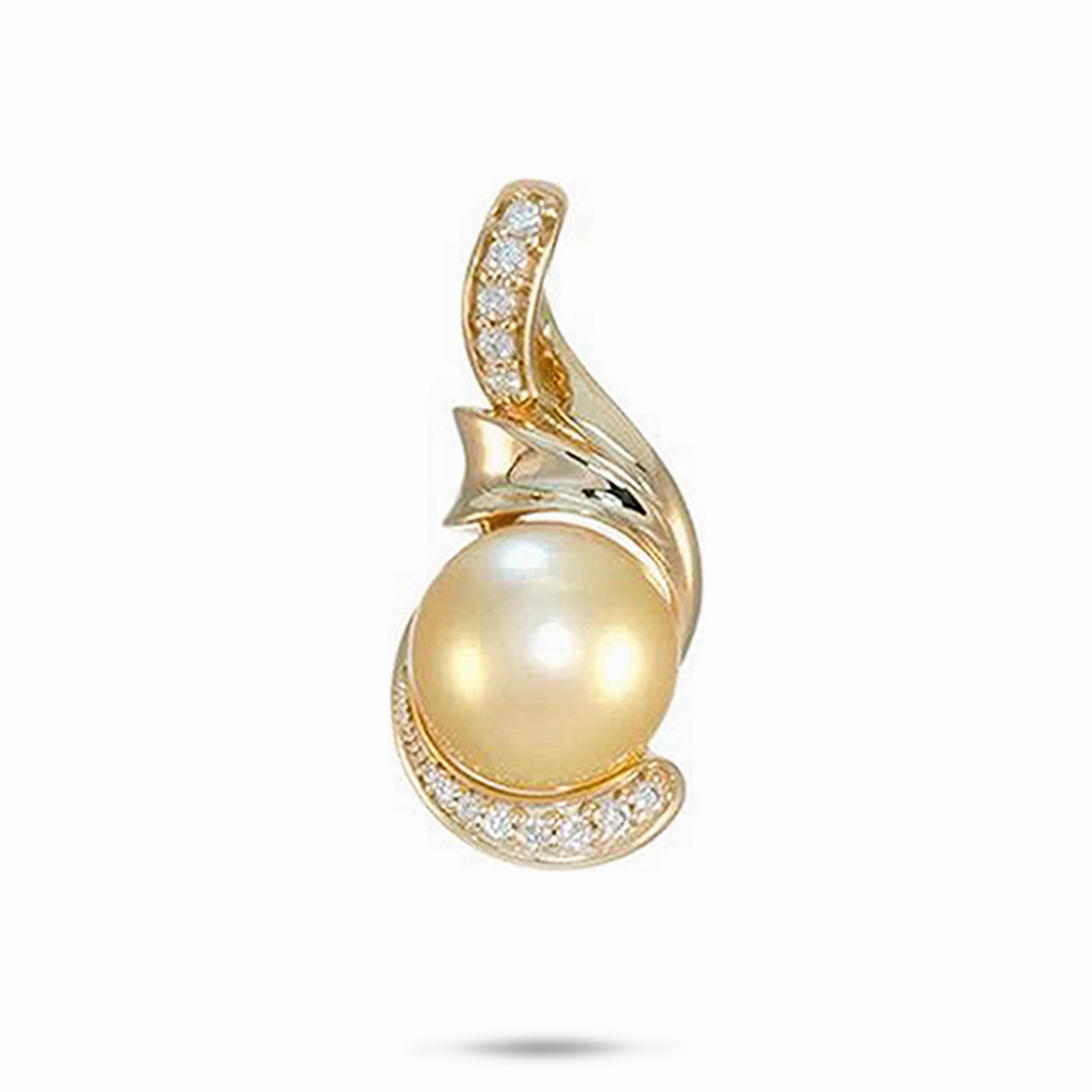 South Sea Gold Pearl Pendant in Gold with Diamonds - 12-13mm Party Moment