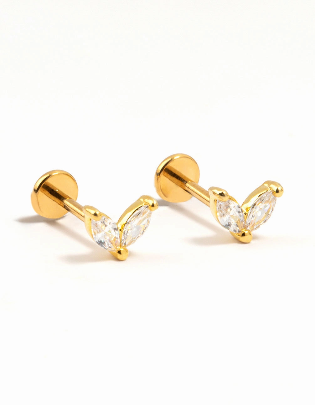 Gold Plated Surgical Steel Double Leaf Flat Backs 2-Pack Timeless Contour Custom Design Pieces