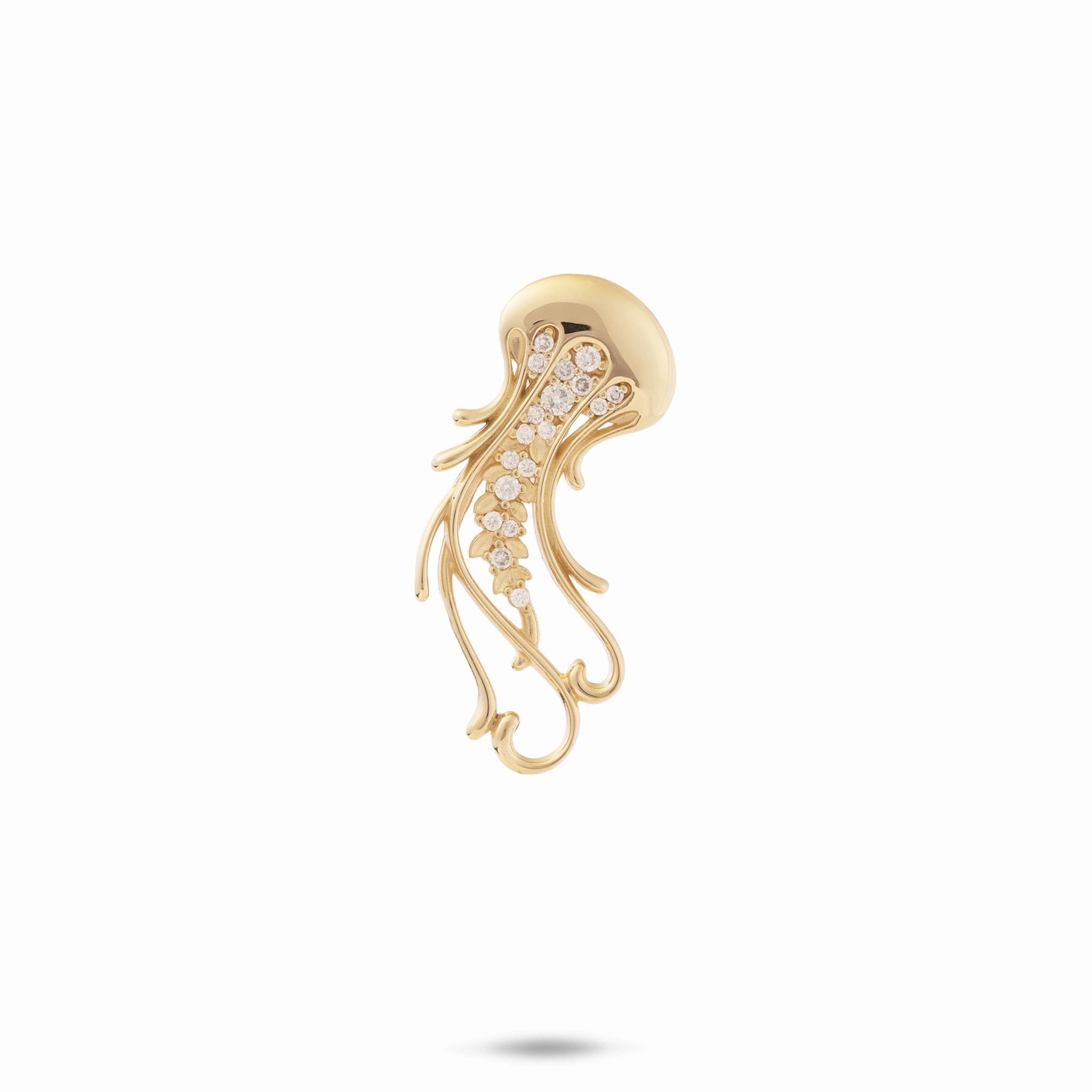 All Style Ocean Dance Jellyfish Pendant in Gold with Diamonds - 24mm