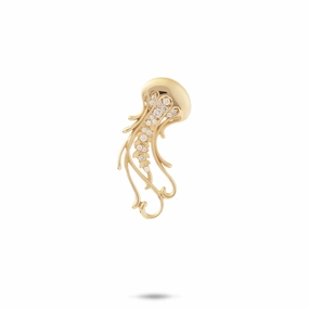 All Style Ocean Dance Jellyfish Pendant in Gold with Diamonds - 24mm
