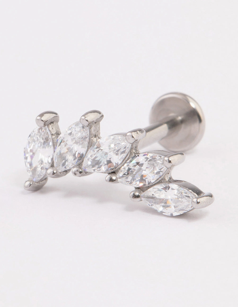 Surgical Steel Cubic Zirconia Leaf Stack Flat Back Natural Details High gloss