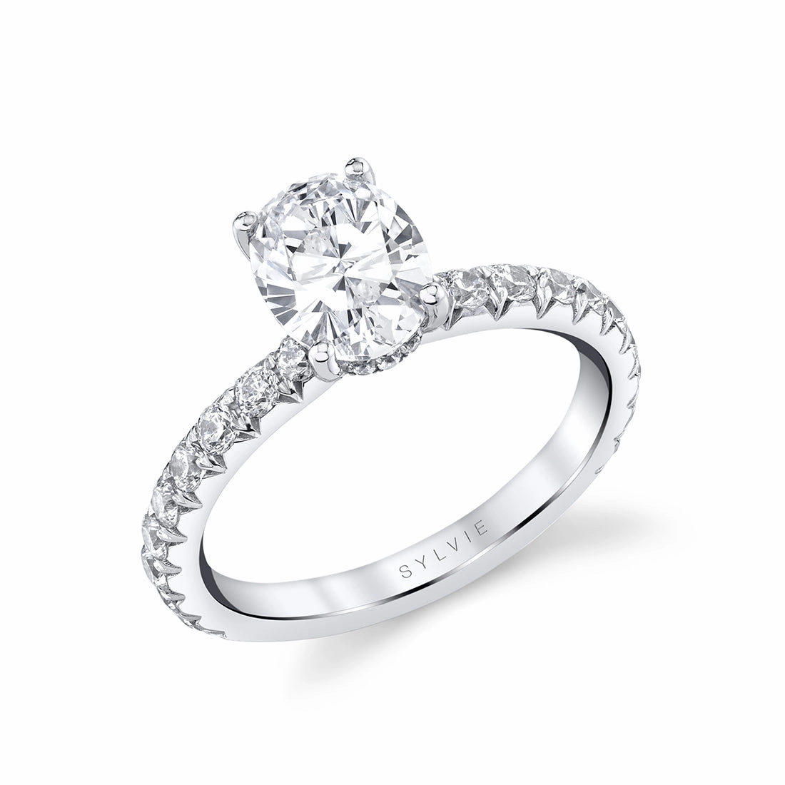 Warm Gift 14K White Gold Oval Cut Classic Engagement Ring