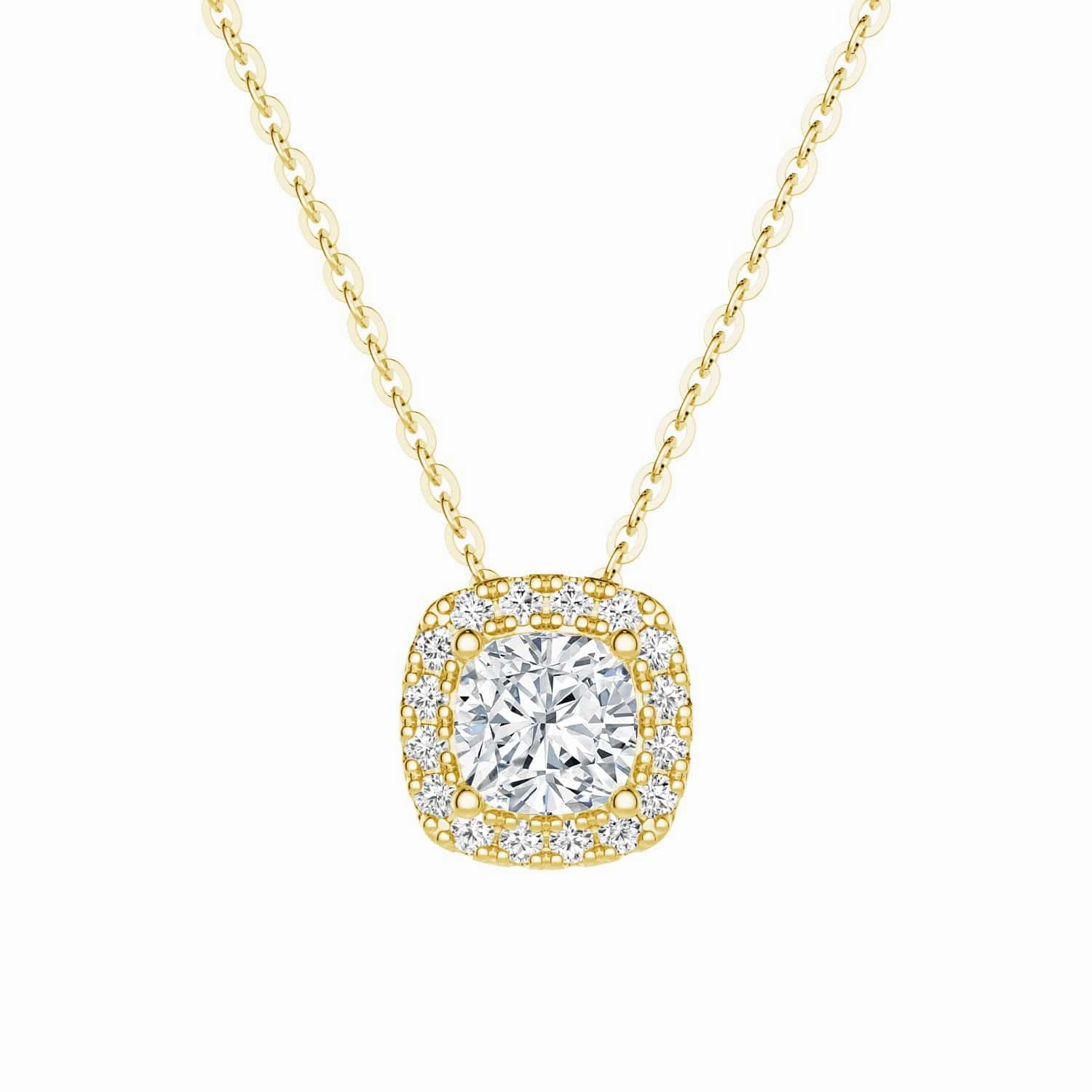 Cushion Cut Pav?? Moissanite Halo Pendant Necklace Eye-Catching Craft
