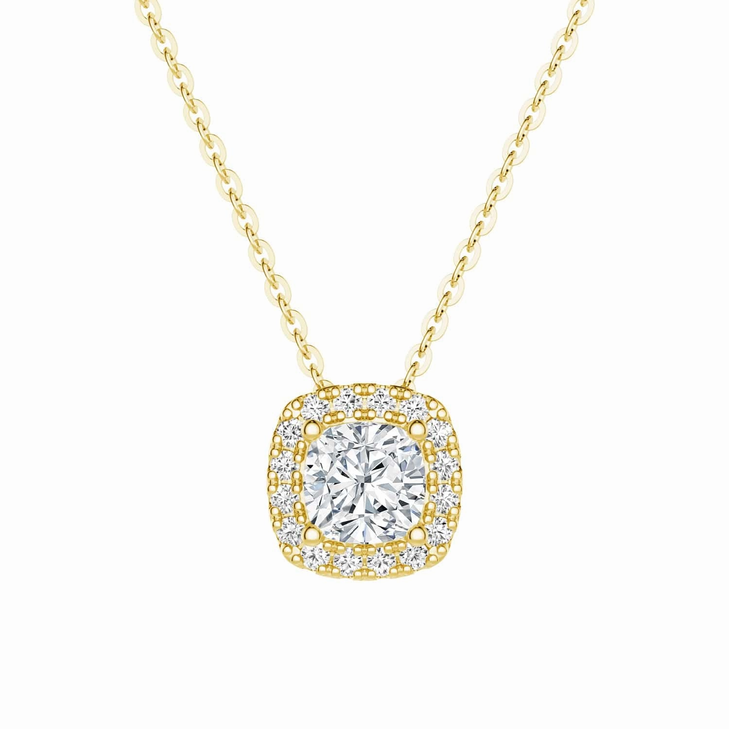 Cushion Cut Pav?? Moissanite Halo Pendant Necklace Fashion Daily Formal Event