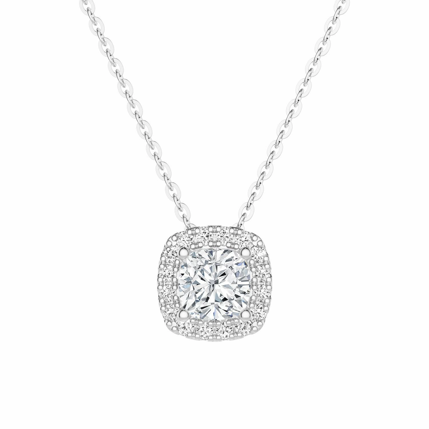 Cushion Cut Pav?? Moissanite Halo Pendant Necklace Glam Choice Timeless Finish