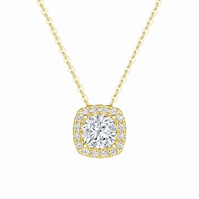 Timeless Craft Design Cushion Cut Pav?? Moissanite Halo Pendant Necklace