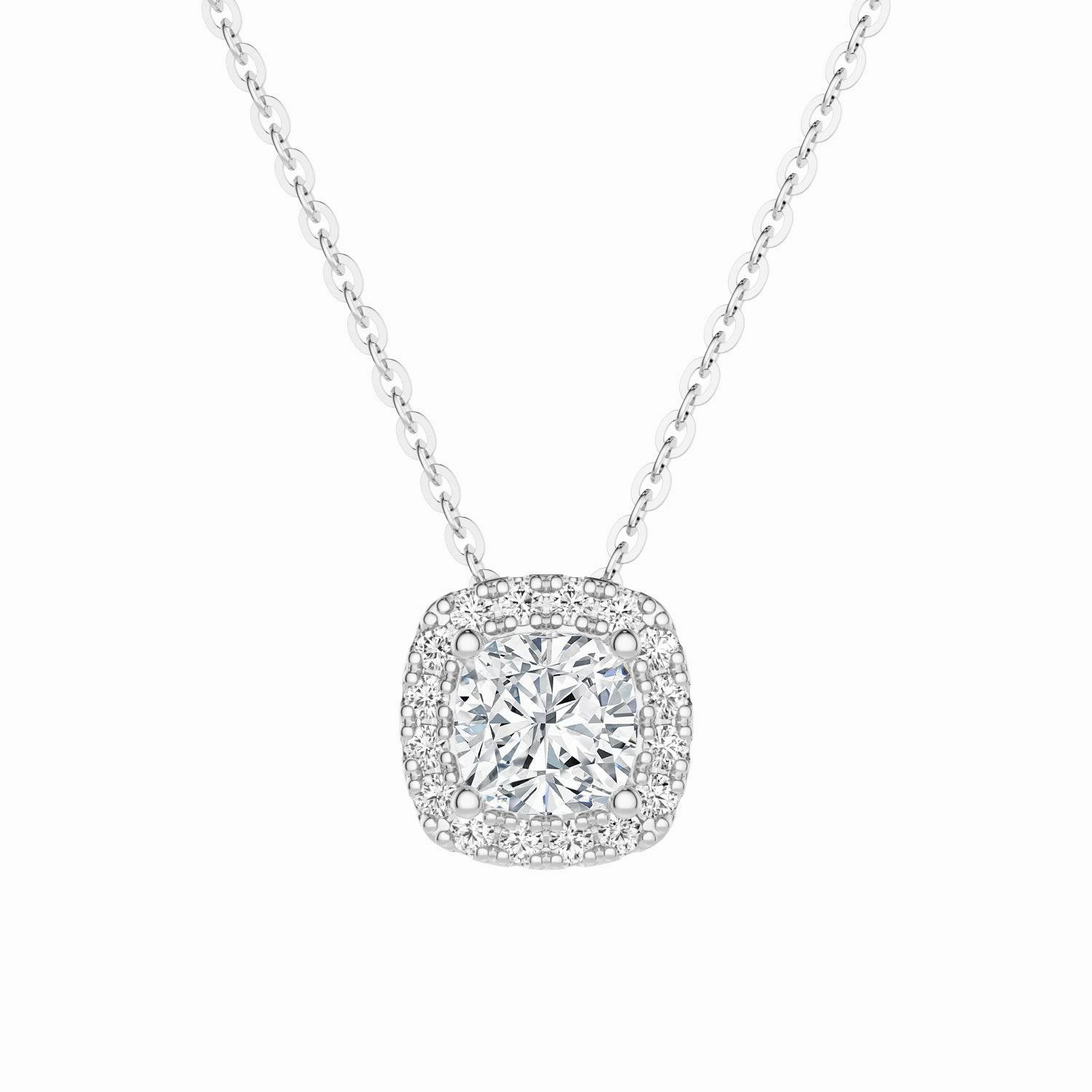 Custom Accessories Timeless Shine Jewelry Cushion Cut Pav?? Moissanite Halo Pendant Necklace