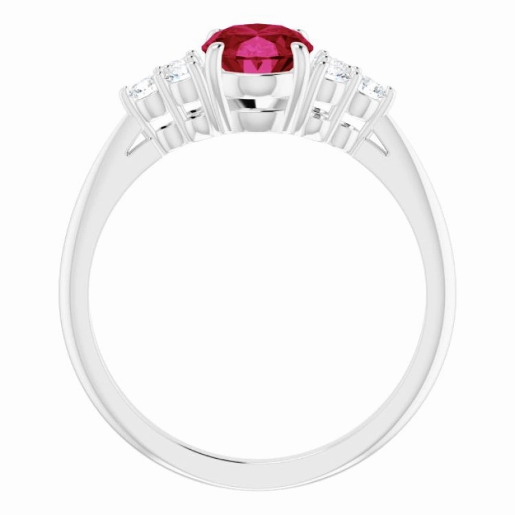 14K White Lab-Grown Ruby & 1/6 CTW Natural Diamond Ring Luxury piece Branded Art