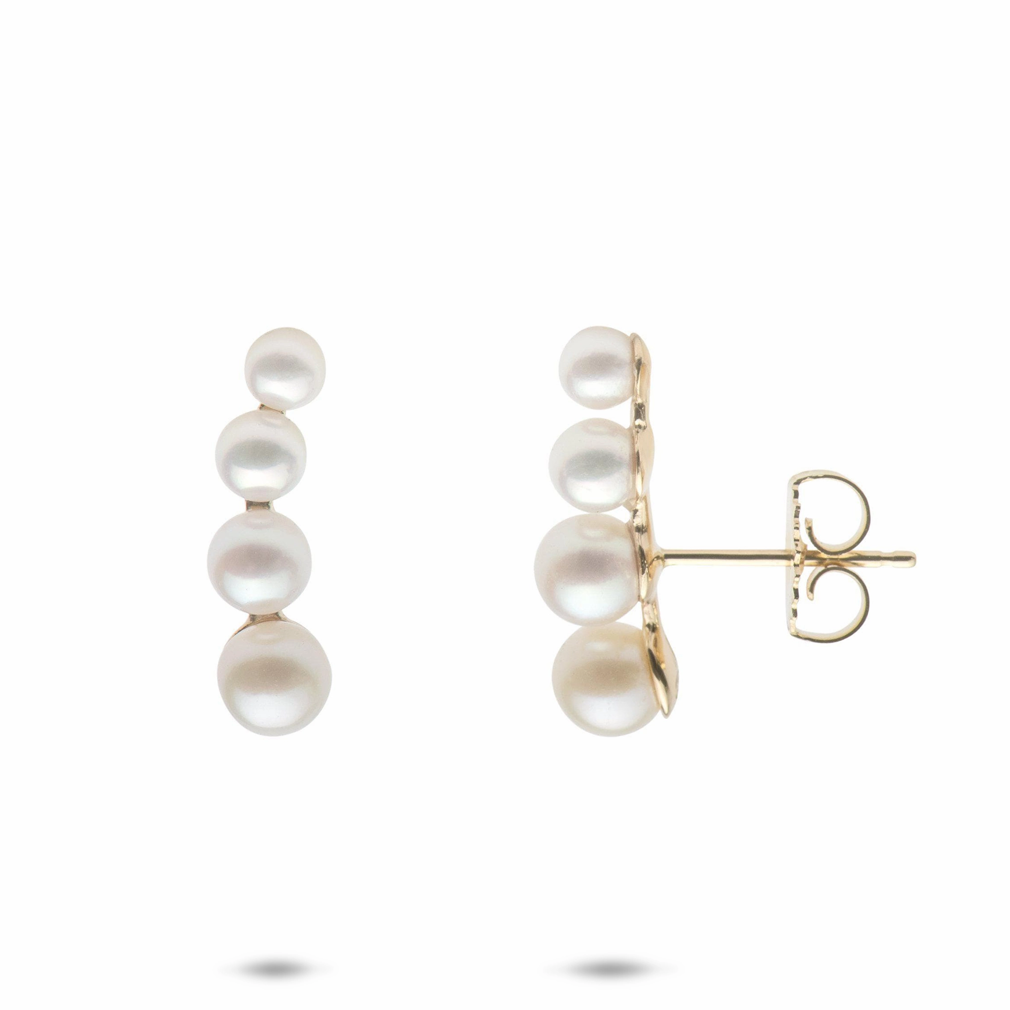 Comfort Style Akoya & Freshwater White Pearl Earrings in Gold - 3.5-6mm