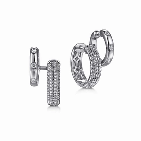 Fashion Week Sterling Silver Bujukan White Sapphire Huggies Earrings