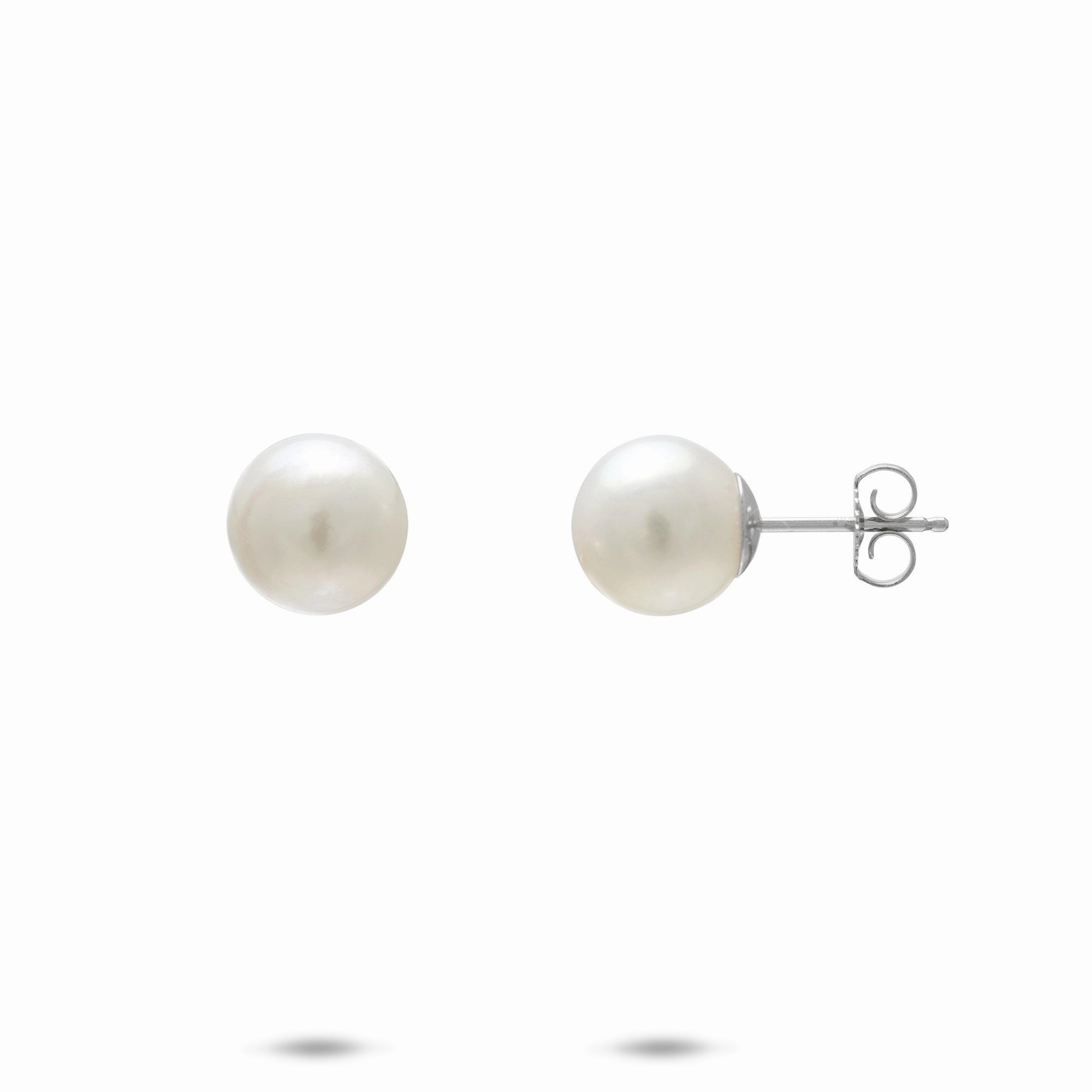 South Sea White Pearl Earrings in White Gold - 8-9mm Sophisticated Jewelry