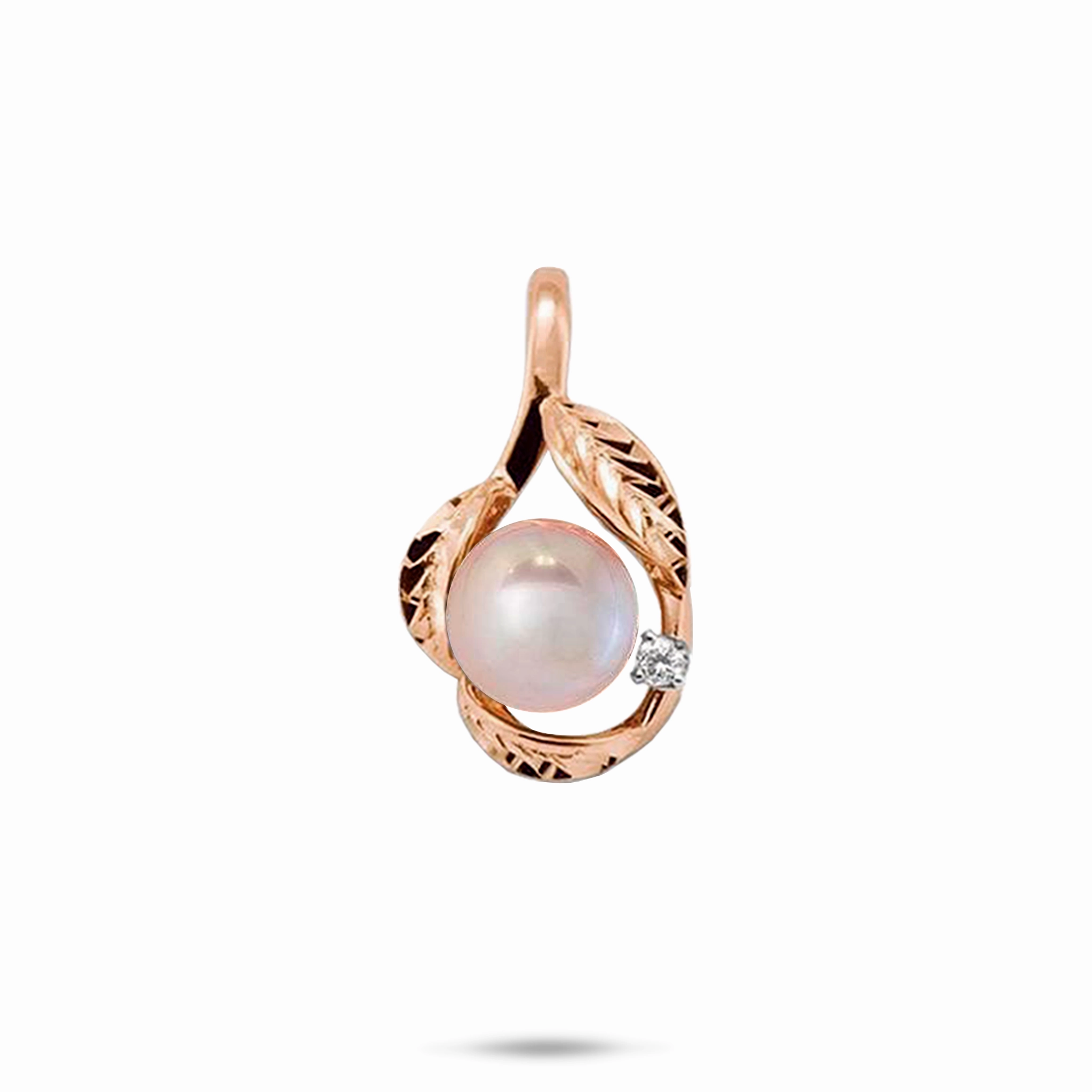Maile Lavender Freshwater Pearl Pendant in Rose Gold with Diamond - 10-11mm Luxe Appeal