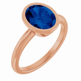 14K Rose Lab-Grown Blue Sapphire Ring Essential Jewelry