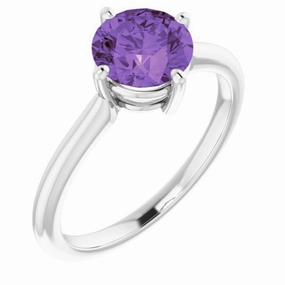 Crisp Look Delicate Expression Platinum Natural Amethyst Ring