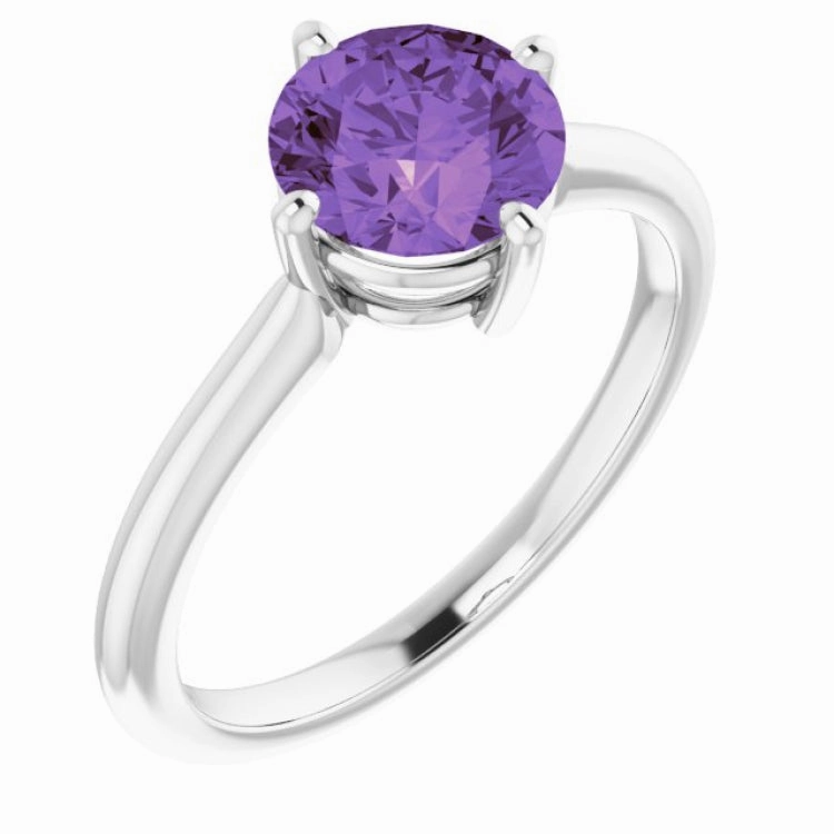 Crisp Look Delicate Expression Platinum Natural Amethyst Ring