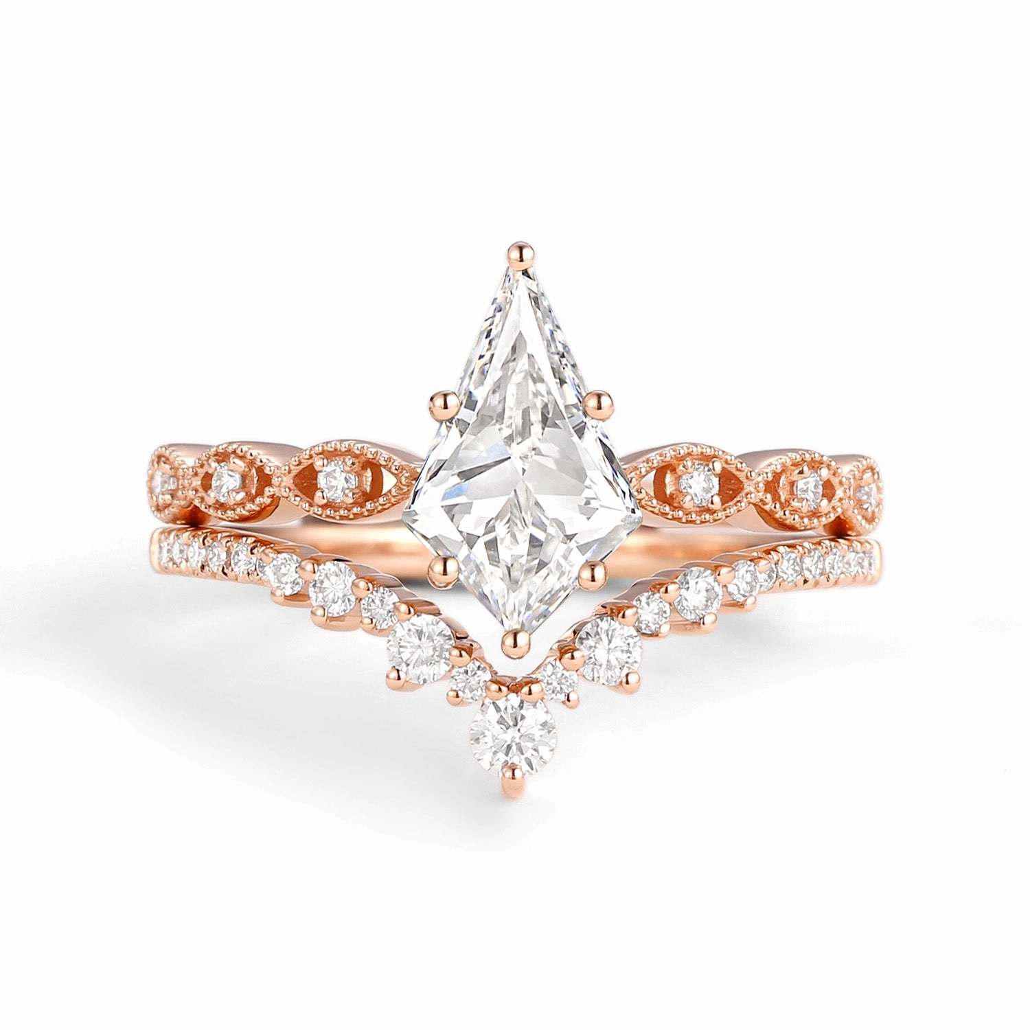 Signature Vintage - Kite Cut Lab Grown Diamond Ring Set 2pcs - Winona gentle style