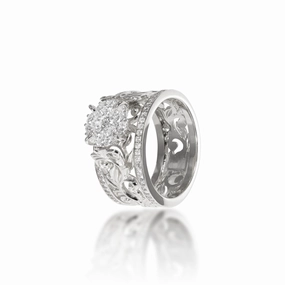 Living Heirloom Engagement Ring in White Gold with Diamonds - 10mm Bold Shine Pieces Finest Finish