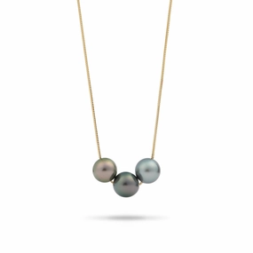 Elegant Accent 16-18" Adjustable Tahitian Black Pearl Necklace in Gold - 10-11mm