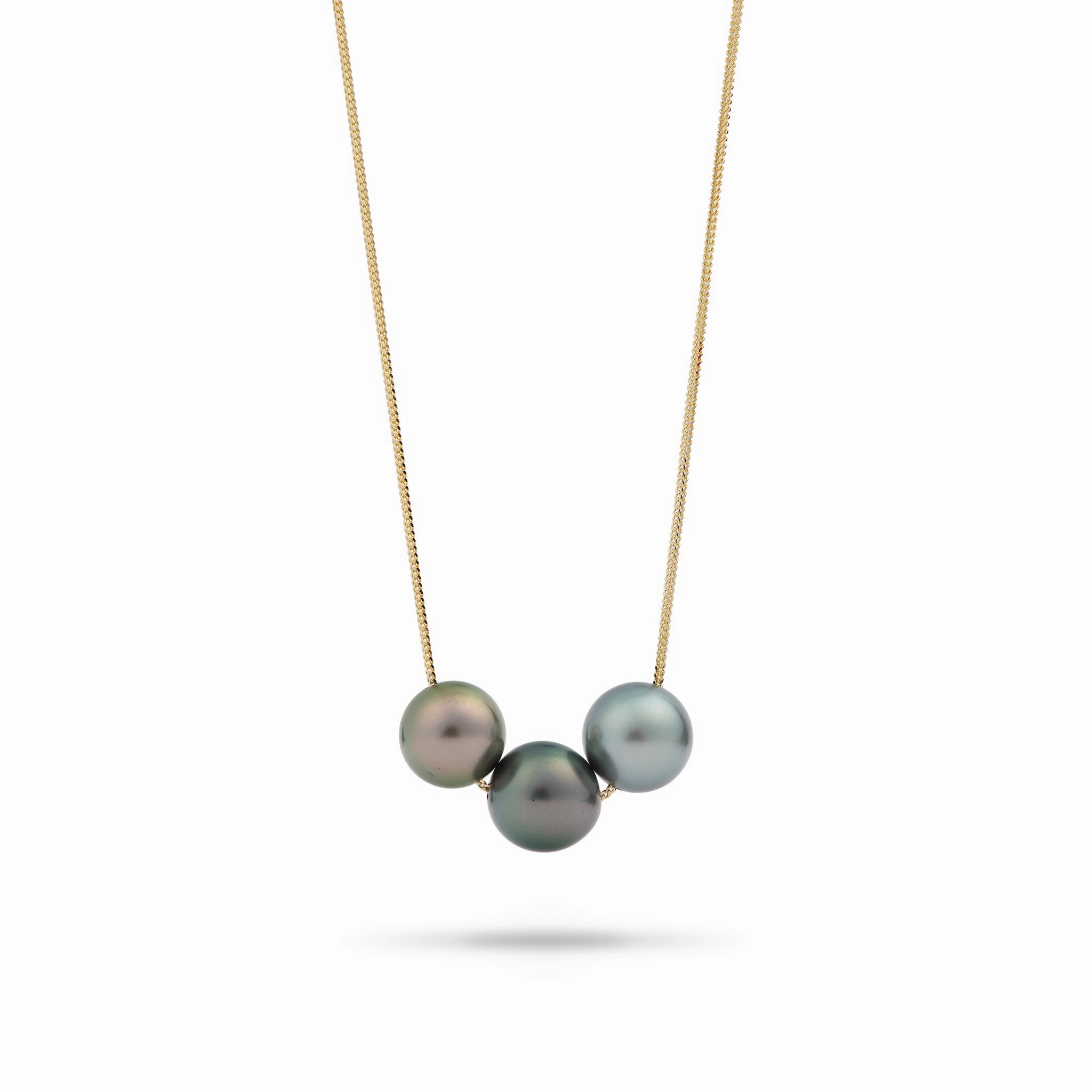 16-18" Adjustable Tahitian Black Pearl Necklace in Gold - 10-11mm Refined Style Trendy Look