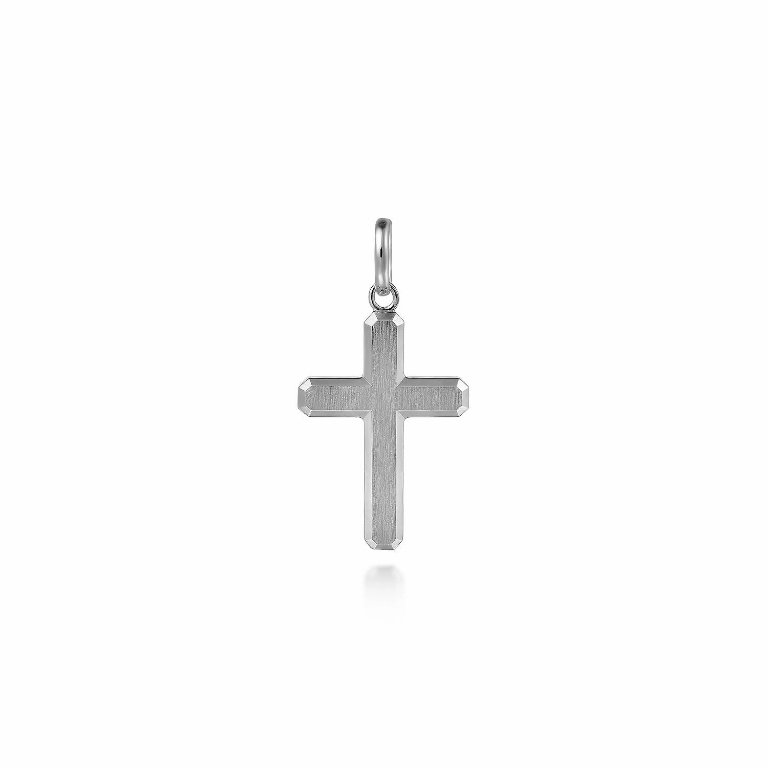 Sophisticated Look Sterling Silver Cross Pendant with Vertical Brush