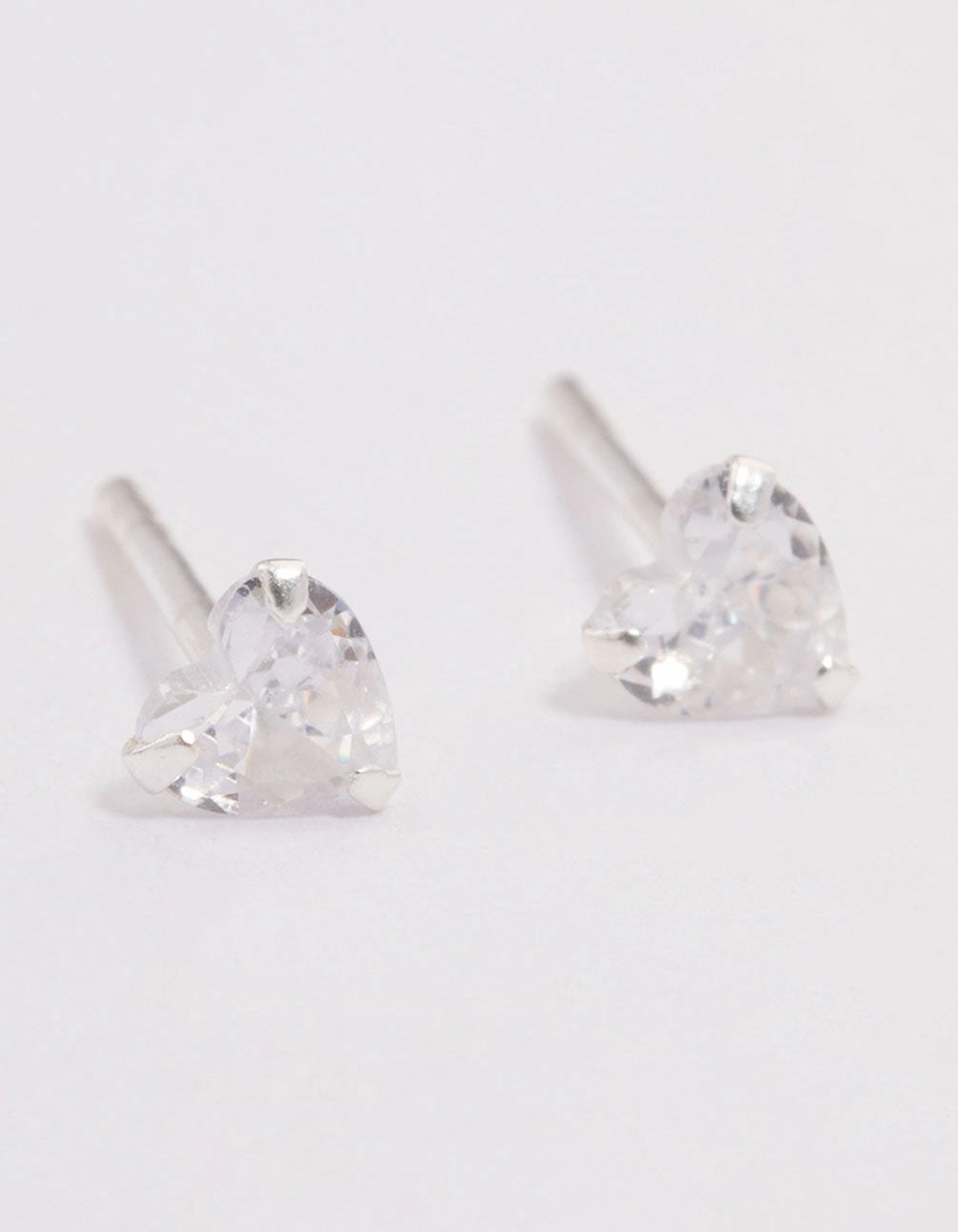 Sterling Silver Cubic Zirconia Heart Stud Earrings 4mm Luxe Design Radiant Look