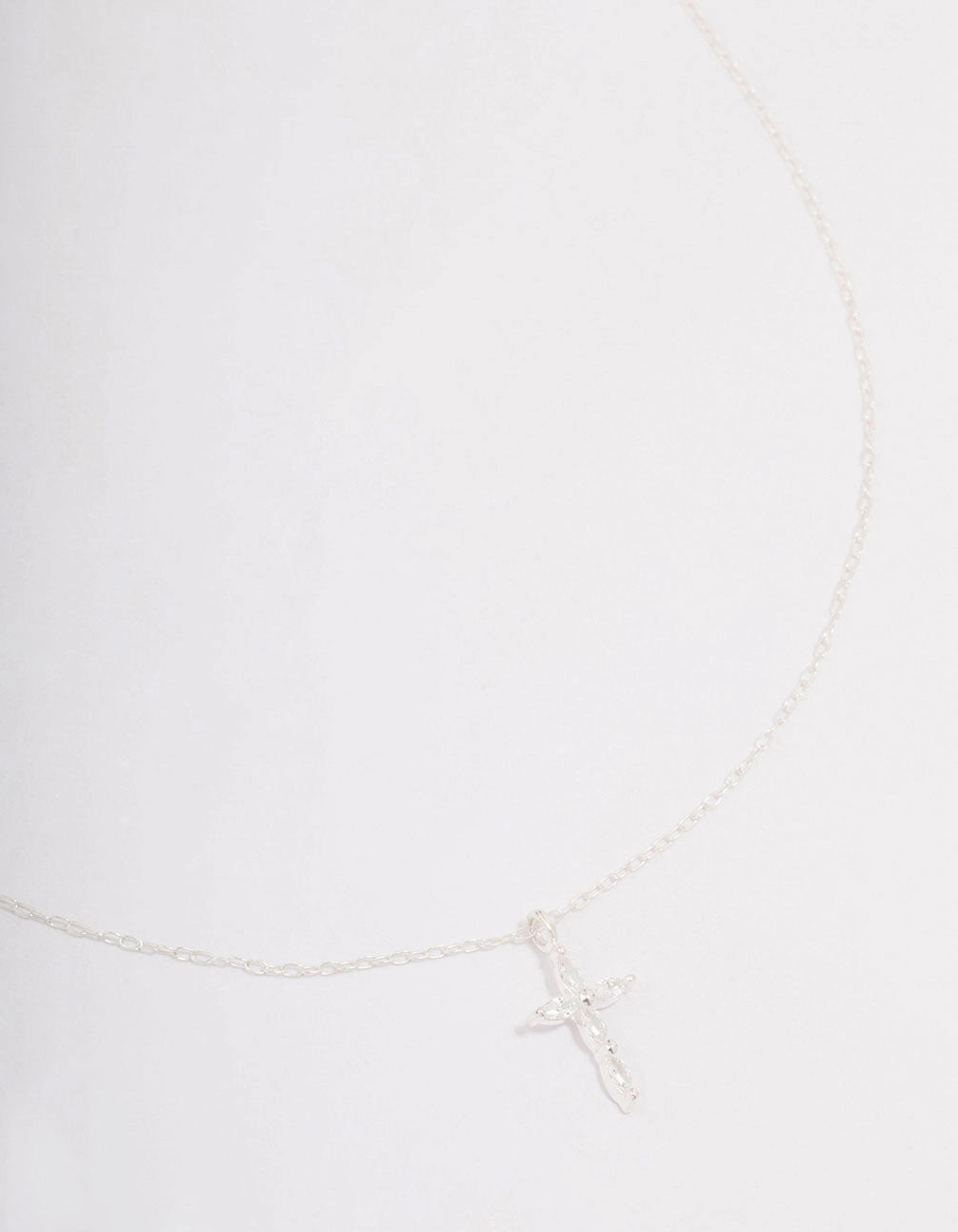 Sterling Silver Cubic Zirconia Marquise Cross Necklace Glimmer Accent