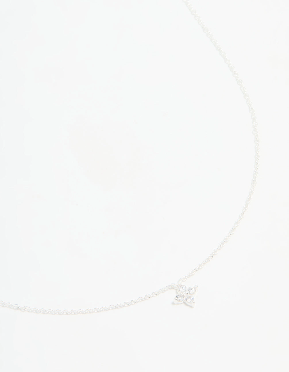 Pastel Light Sparkle Vibe Sterling Silver Cubic Zirconia Micro Flower Pendant Necklace