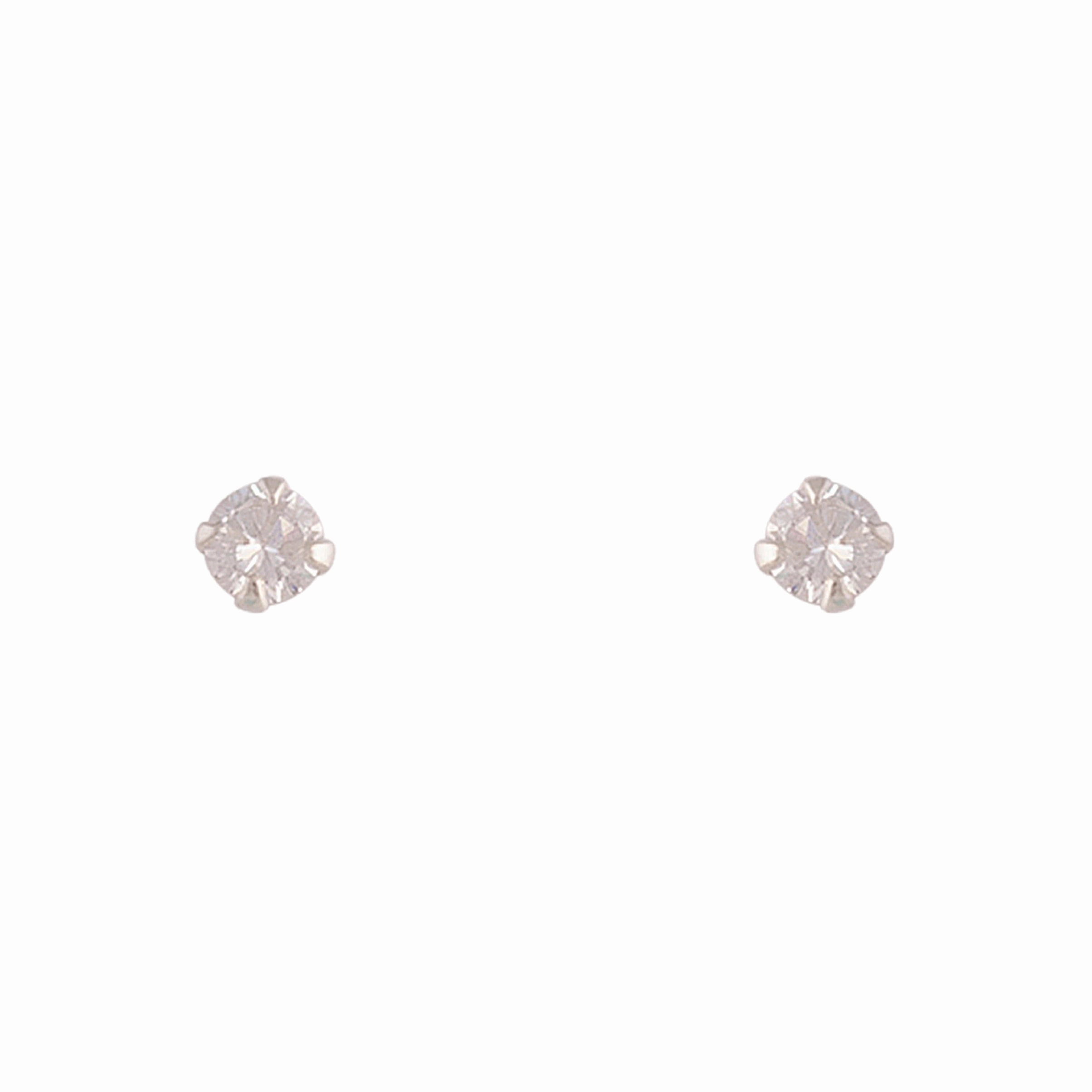 Sterling Silver Cubic Zirconia Round 4mm Stud Earrings Rich Shine Lustrous Accent