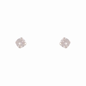 Sterling Silver Cubic Zirconia Round 4mm Stud Earrings Rich Shine Lustrous Accent