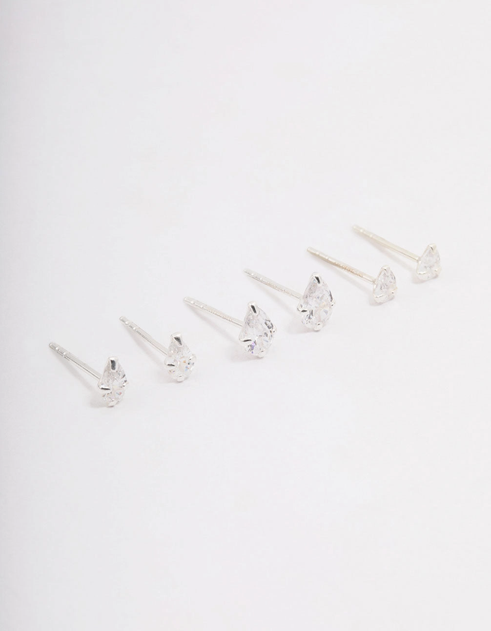 Romantic Touch Statement Accent Sterling Silver Cubic Zirconia Stud Earring 3-Pack