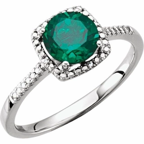 Sterling Silver Lab-Grown Emerald & .01 CTW Natural Diamond Ring Friendship Bond Style Statement