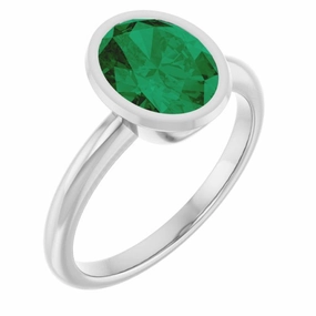 Sterling Silver Lab-Grown Emerald Ring Vintage Product